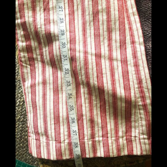 Express, Linen and Cotton, Red and Cream Striped Wide Leg Pant, Size 3/4 - Picture 10 of 11